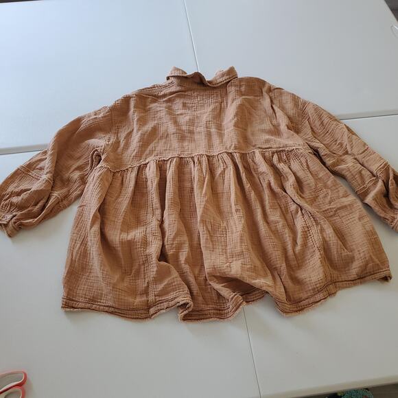 We The Free Shirt Womens Small Button Front Long Sleeve Oversized Gauzy Cotton - Picture 2 of 9